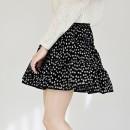 ガーリー系 小花柄フレアキュロット ネイビー