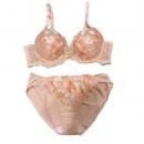 【女装サイズ】 光沢フラワー刺繍 ブラショーツセット